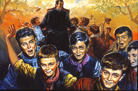 Don Bosco y sus jóvenes. 
