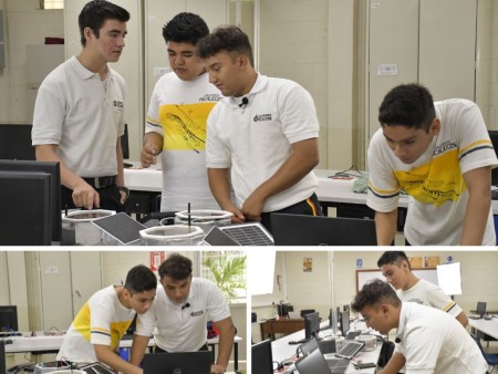 Carlos Martínez, Boris Funes, Eyvind Mendoza y Pedro Valle estudiantes de segundo año de bachillerato del Instituto Técnico Ricaldone participarán en el II Congreso Espacial Centroamericano a realizarse en Guatemala. 