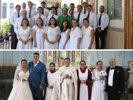 Los adultos de la catequesis parroquial recibieron el sacramento de la Confirmación, y dos parejas celebraron su matrimonio, en una jornada llena de fe y alegría en la Parroquia María Auxiliadora Don Rúa.